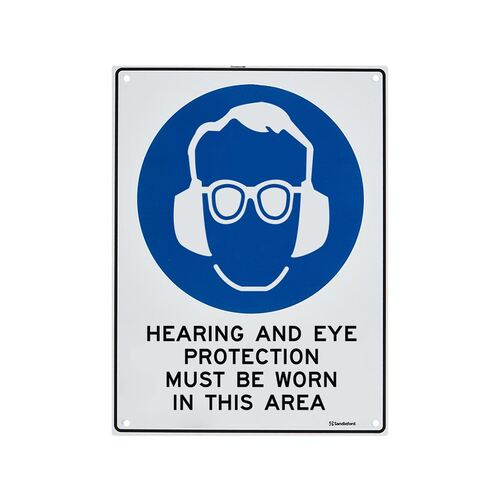 Hearing and Eye Protection Must Be Worn Large Sign 450x600x1mm Polypropylene