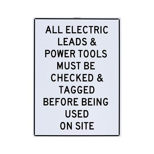 Electric Leads & Power Checked & Tagged Large Sign 450x600x1mm Polypropylene