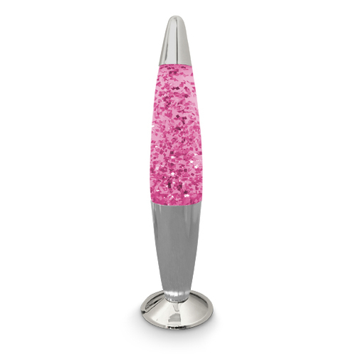 Chrome Pink Glitter Liquid Lava Lamp Retro Light 42cm