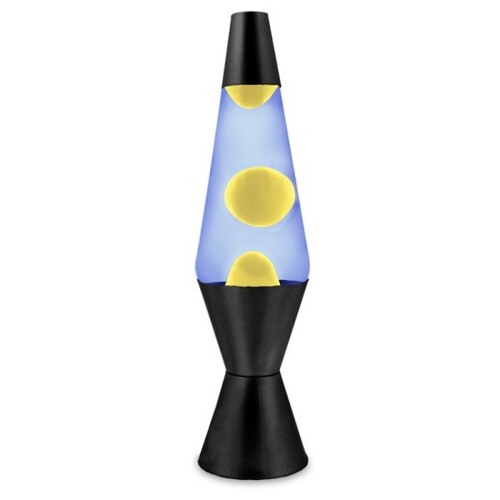 Blue/Yellow Wax Liquid Lava Lamp Party Decor Light Black Retro 37cm