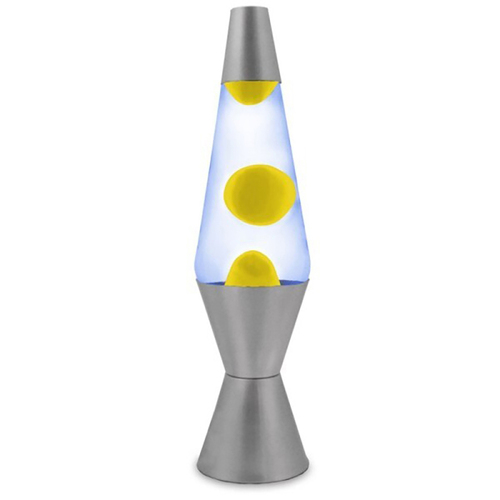 Blue/Yellow Wax Liquid Lamp Silver Retro  Moody Room decor 37cm