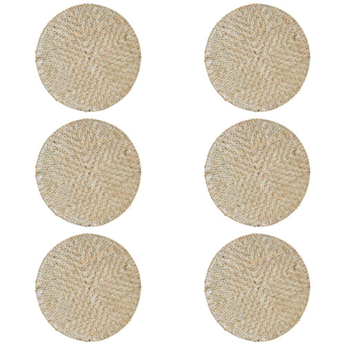 6PK LVD Placemat Rnd Natwash Decorative Home Kitchen Decor 30x30cm