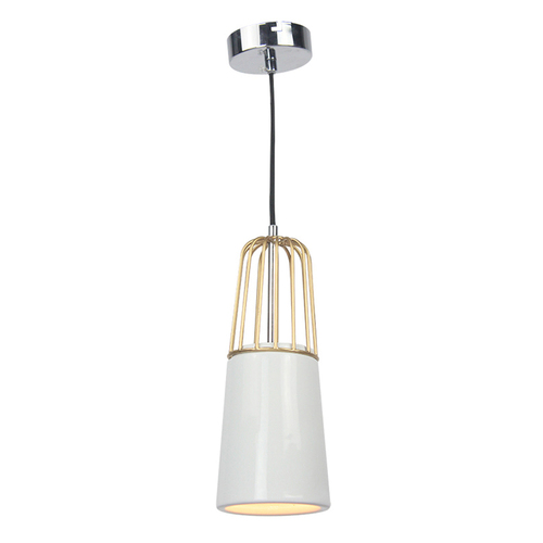 Luminite 145cm Brass Metal/Porcelain Wire Pendant Light - White