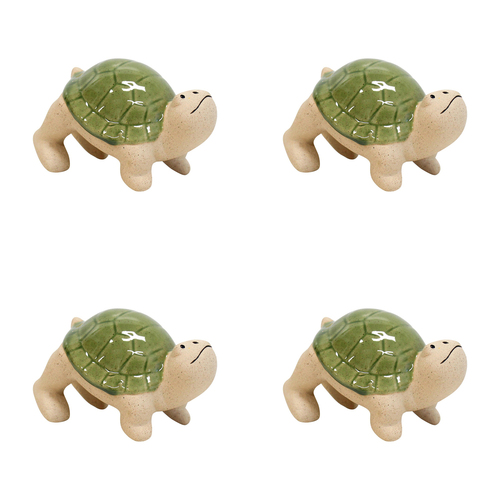 4PK LVD Ceramic 8.5cm Turtle Climber Pot Sitter Ornament - Olive