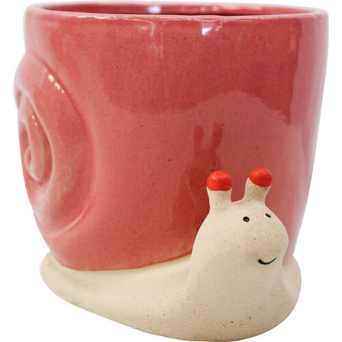 LVD Ceramic Decorative Planter Pot Lucky Snail Large 18.5x13.9cm Rust
