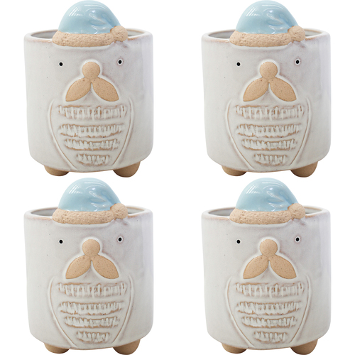 4PK LVD 10x14cm Ceramic Santa Planter Pot Home/Garden Xmas Decor