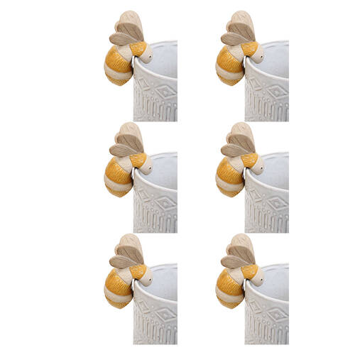 6PK LVD Pot Sitter Bee Yellow Ceramic Figurine Home/Garden Decor 8.1cm