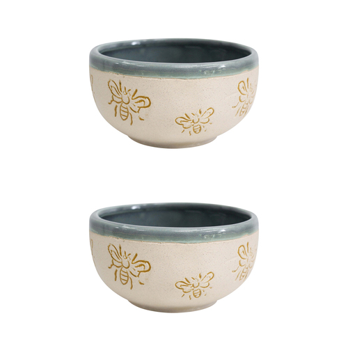 2PK LVD Variegated Bee Ceramic 15cm Snack Bowl Dinnerware - Blue