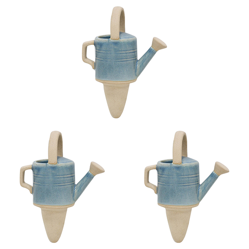 3PK LVD Ceramic Stoneware 13cm Water Spike Watering Can - Blue