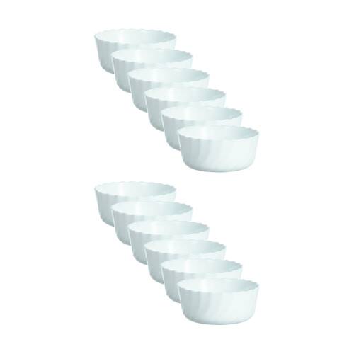 2x 6pc Luminarc Smart Trianon Baking Ramekins 12x5cm Bakeware Opal Glass White