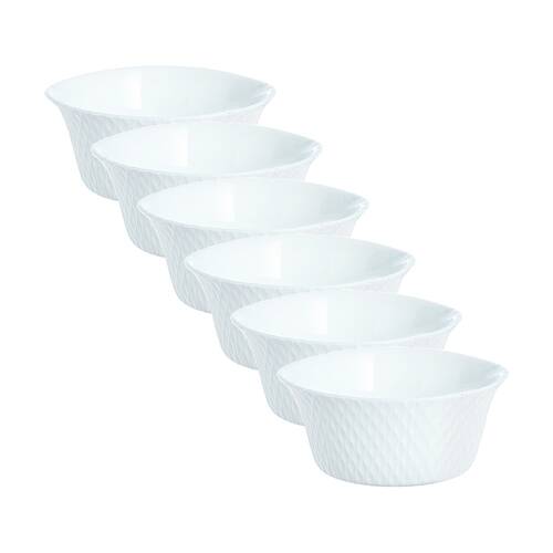 6pc Luminarc Smart Wavy Baking Ramekins 12x5cm Bakeware Opal Glass White