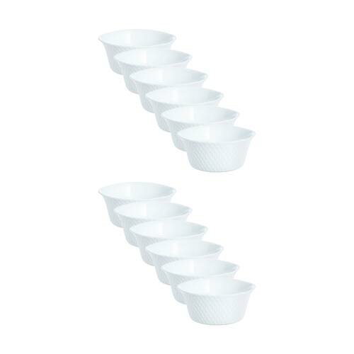 2x 6pc Luminarc Smart Wavy Baking Ramekins 12x5cm Bakeware Opal Glass White