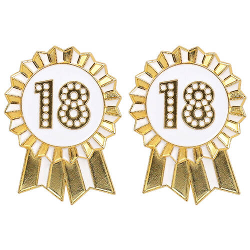 2PK Talking Tables Enamel Badge 18th Birthday Party Decoration 6cm Luxe Gold
