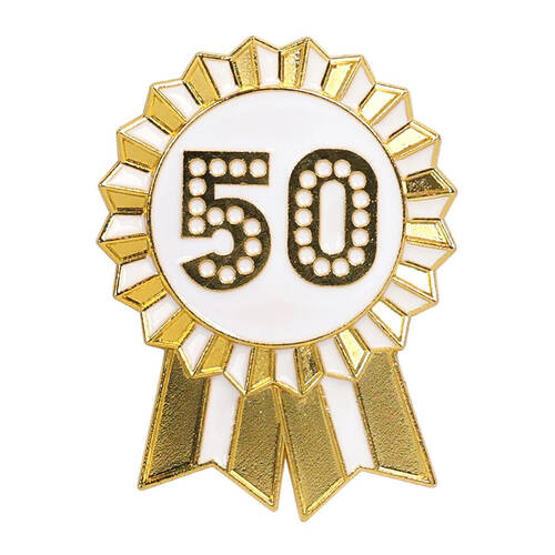 Talking Tables Enamel Badge 50th Birthday Party Decoration 6cm Luxe Gold