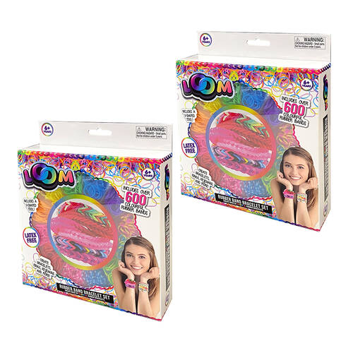 2PK Loom Rubber Band Bracelet Starter Set w/600 Bands