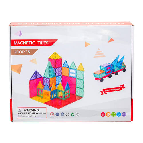 Gem Toys 200 Pcs Durable Building Magnetic Tiles/3D Puzzle w/Storage Bag 3y+