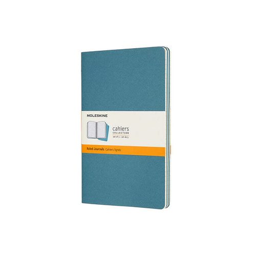 3pc Moleskine Cahier Soft Cover Notebook Ruled Set Brisk Blue - Large