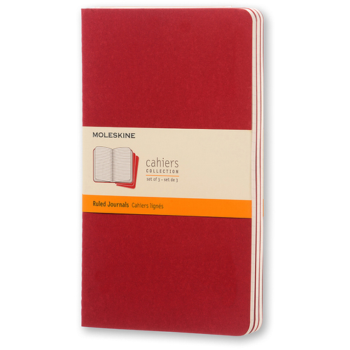 3pc Moleskine Cahier Notebook Ruled  L- Cranberry Red