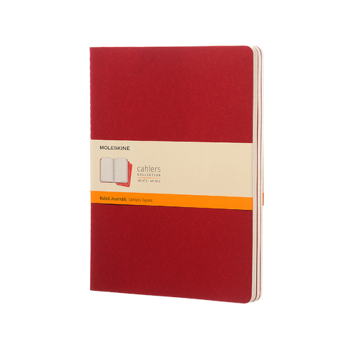 3pc Moleskine Ruled Cahier Notebook XL - Cranberry Red