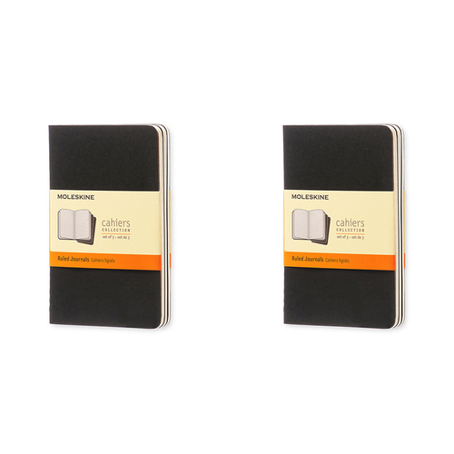 2x 3pc Moleskine Ruled Cahier Notebook Pocket - Black