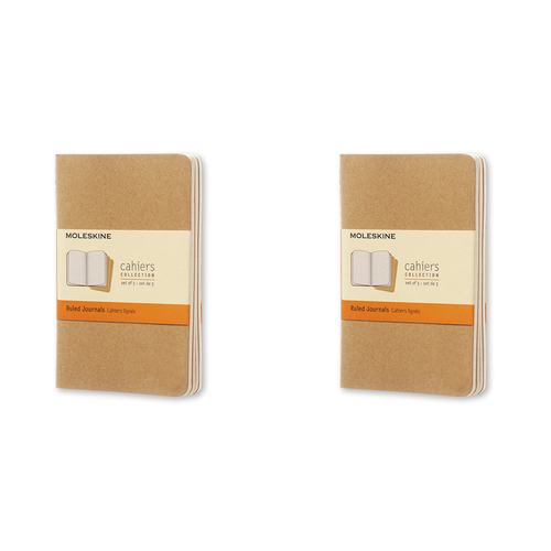 2x 3pc Moleskine 80 Pages Ruled Pocket Cahier Notebook - Kraft