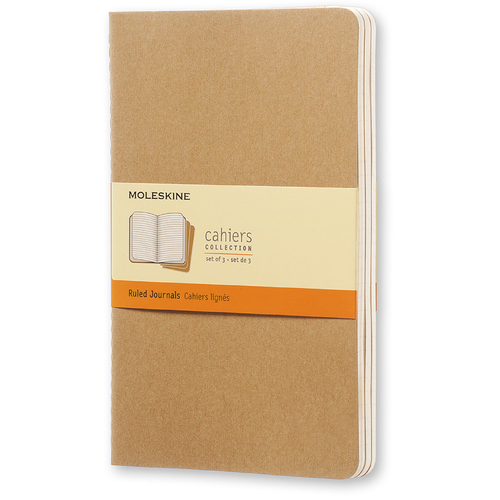 3pc Moleskine 80 Pages Ruled Pocket Cahier Notebook L - Kraft