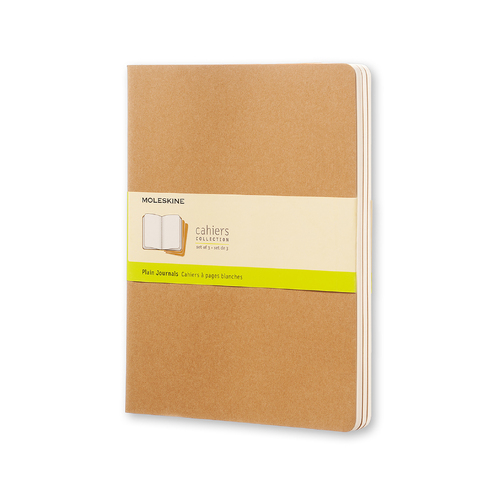 3pc Moleskine 80 Pages Plain Cahier Notebook XL - Kraft