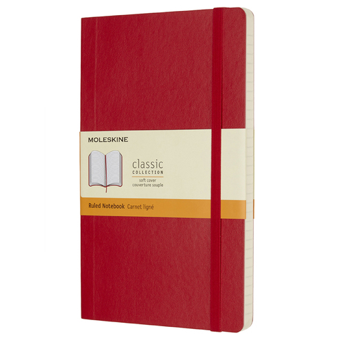 Moleskine Classic Soft Cover Ruled  Notebook L - Scarlet Red