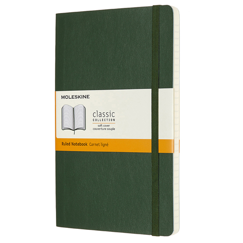 Moleskine Classic Soft Cover Ruled NotebookL - Myrtle Green