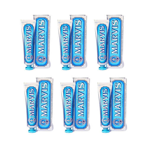 6PK Marvis Travel Size Oral Care Toothpaste 25ml - Aqua Mint