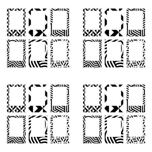 4PK Mustard Monochrome Magnetic Photo Frames 10x6cm - Black/White