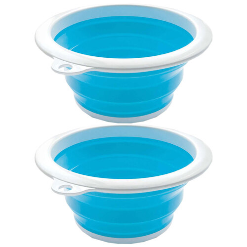 2PK Roger Armstrong Round Folding Silicone & Plastic Collapsible Bucket 6L
