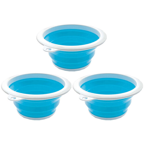 3PK Roger Armstrong Round Folding Silicone & Plastic Collapsible Bucket 6L