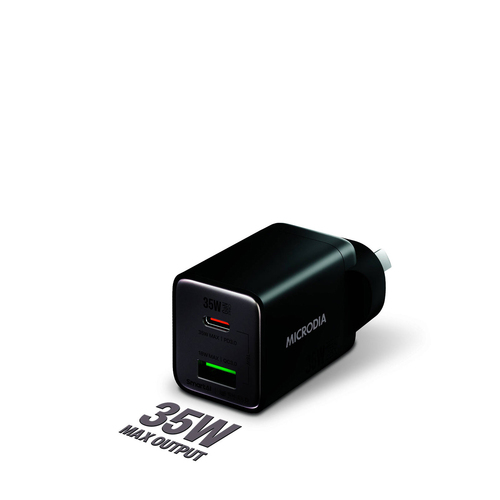 Microdia SmartCube Nano 35W Dual Port GaN Wall Charger - Black