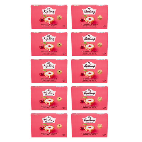 10x 6PK Mr Kipling Cherry & Almond Bakewell Tart Snack Tart/Dessert 250g