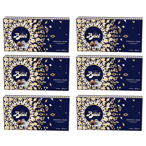 6x 18pc Baci Original Dark Box Chocolate Prailines with Hazelnuts 225g