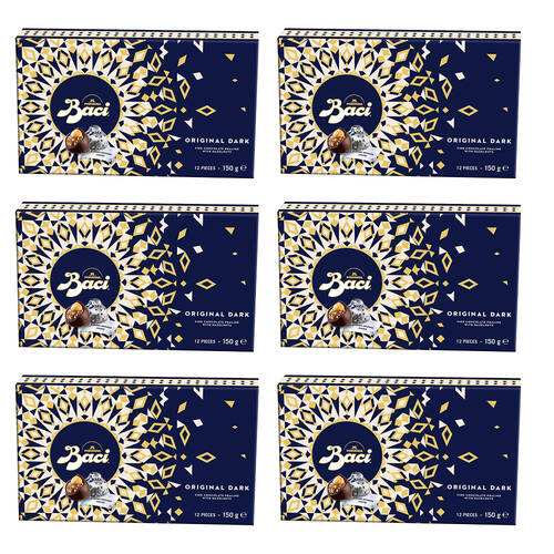6x 12pc Baci Original Dark Box Chocolate Prailines with Hazelnuts 150g