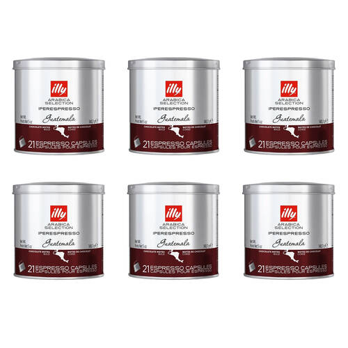 6x 21pc illy Arabica Selection Guatemala iperEspresso Capsules/Pods 140g