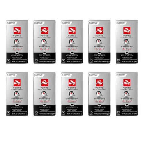 10x 10pc illy Nespresso Compatible Espresso Capsules Forte Extra Bold Roast