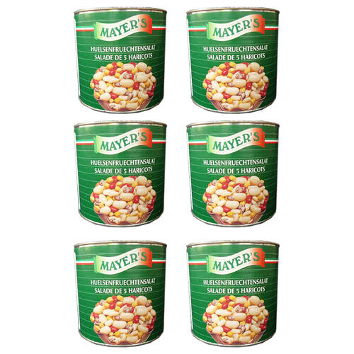 6PK Mayers Tinned Five Bean Mix Italian Made Bulk Pack for Home/Catering 2.5kg