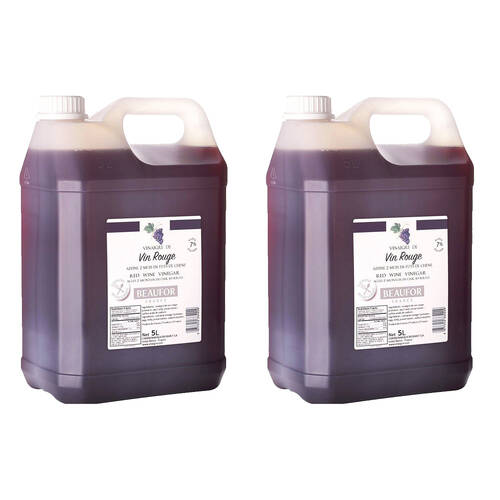 2PK Beaufor Red Wine Vinegar Oak Aged French Plastic Jugs Bulk Cooking 5L