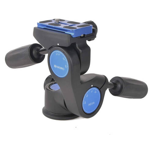 Benro HD3A 3-Way Pan Head Arca-Swiss Pull/Twist Security Tripod Accessory Black