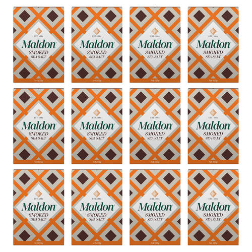12PK Maldon Cold Lightly Smoked Crunchy Finishing Sea Salt for Fish/Meat 125g