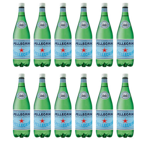12PK San Pellegrino Italian Sparkling Mineral Water Green Plastic Bottle 1L