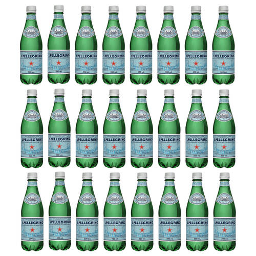 24PK San Pellegrino Italian Sparkling Mineral Water Green Plastic Bottle 500ml