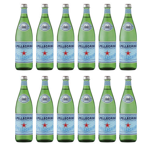12PK San Pellegrino Italian Sparkling Mineral Water Green Glass Bottle 750ml
