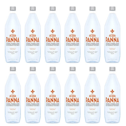 12PK Acqua Panna Premium Italian Still Mineral Water w/Plastic PET Bottle 1L