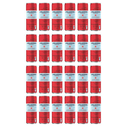 24PK San Pellegrino Essenza Italian Sparkling Water Cans Blood Orange 330ml