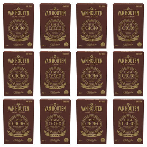 12PK Van Houten Cocoa Powder Dutched Premium For Baking And Desserts 250g