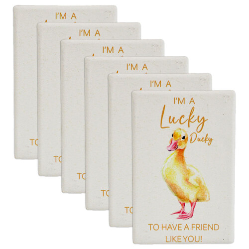 6PK LVD Lucky Duck Ceramic 9cm Fridge Magnet Home Decor Rectangle